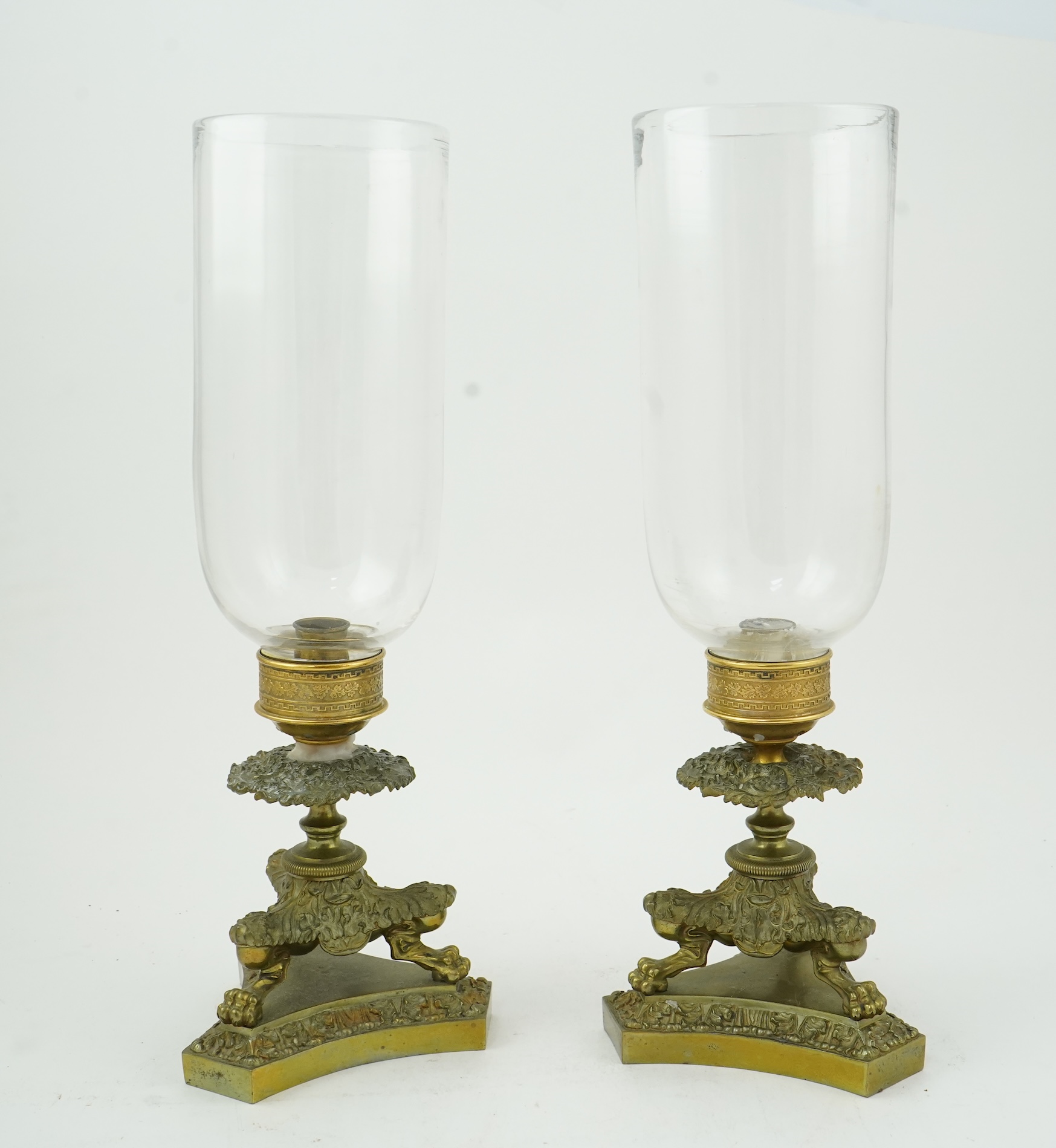 A pair of Empire style ormolu storm lanterns, 19th century